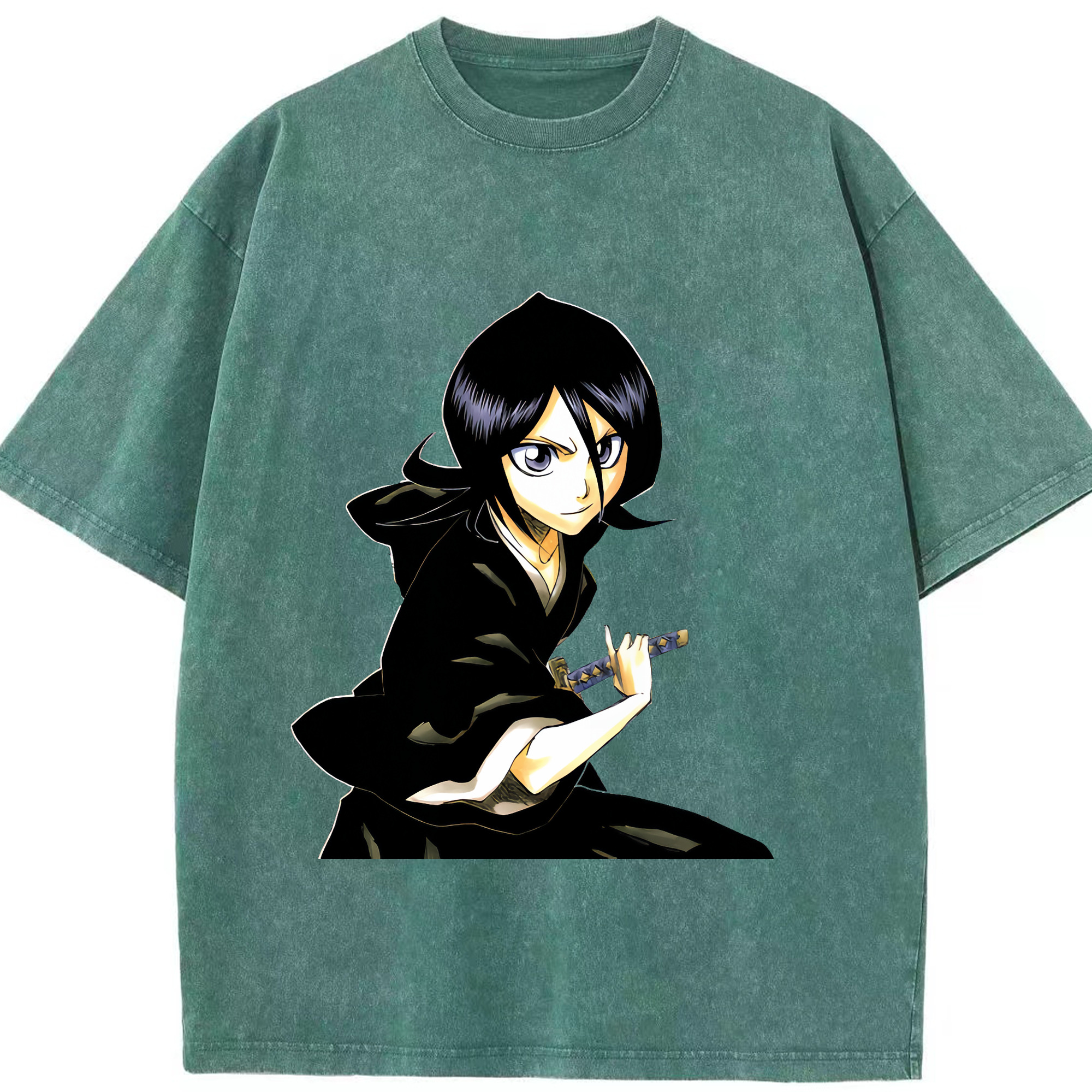 （画像用） ブリーチ 朽木ルキア BLEACH Kuchiki Rukia 綿100% ヴィンテージ風 半袖Tシャツ（フロントプリント）